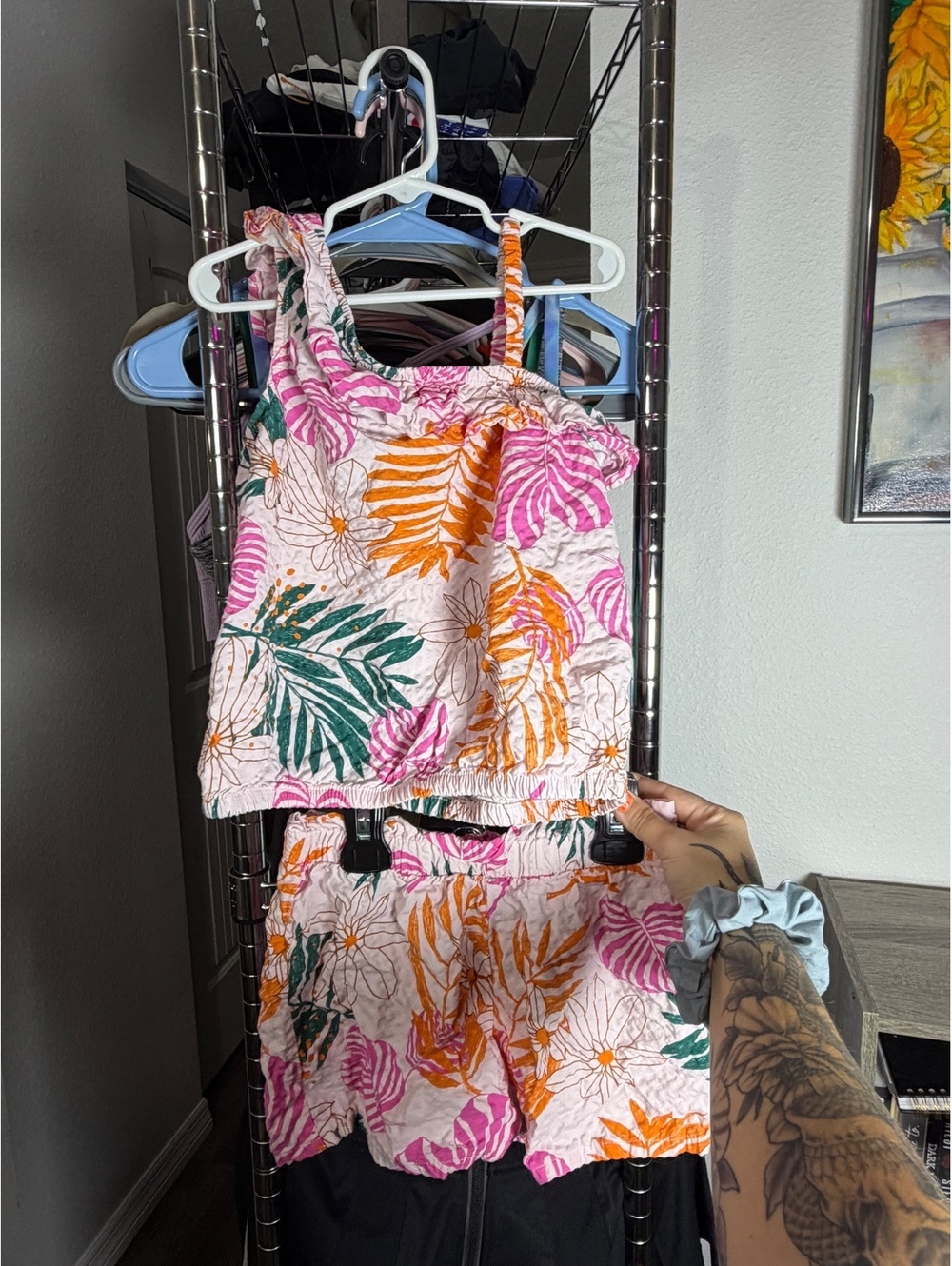 Cat & Jack Girls Floral Print Tank Top and Shorts Set Size 6/7